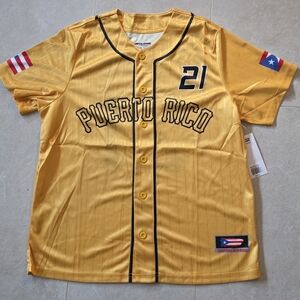 Puerto Rico Gold  Roberto Clemente 21 Jersey Sizes: Med And XLarge